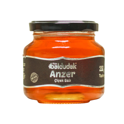 Baldudak Anzer-Honig im 250g Glas mit schwarzem Etikett – Natürlich gesund & stärkend online bestellen. Premium Blütenhonig aus der Türkei.